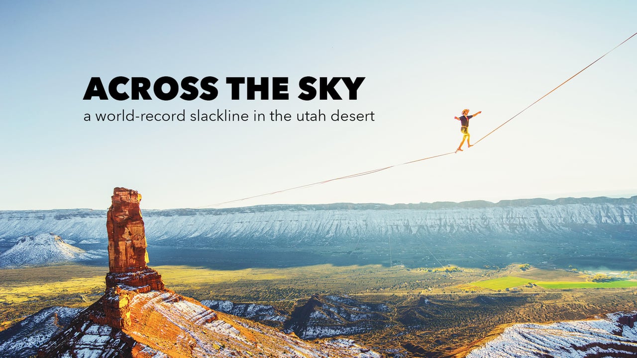 Across the sky, video del record de slackline en Utah